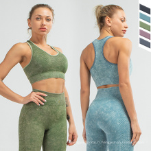 Costume de sport de yoga féminin travaillant sur tenue ROPA Deportiva Gym High Butt Butt Sport Sport Bra and Yoga Pantal